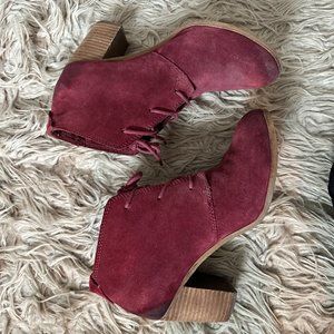 Toms Shoes Oxblood Lace Up Bootie